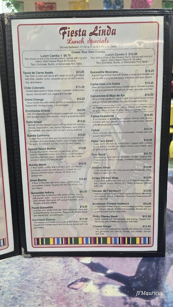 Fiesta Linda Mexican Restaurant Menu image 3